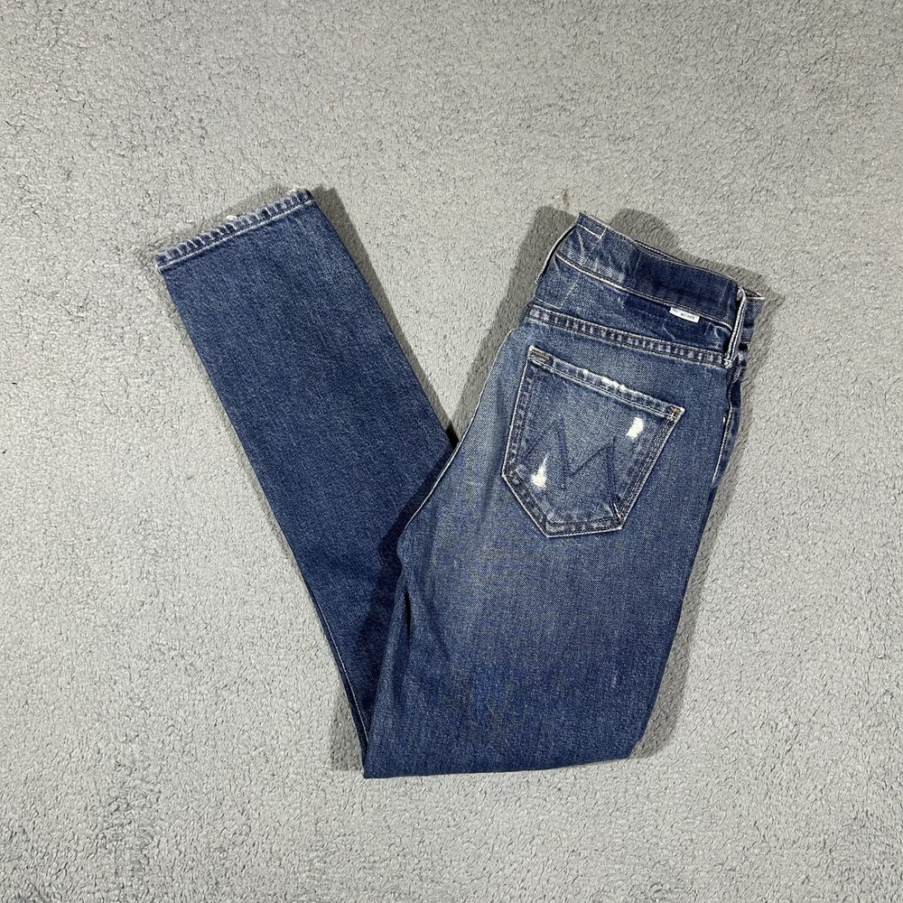 Mother Jeans Womens 26x27 Blue Denim Chew Hem The Flirt Ankle Jeans #3878